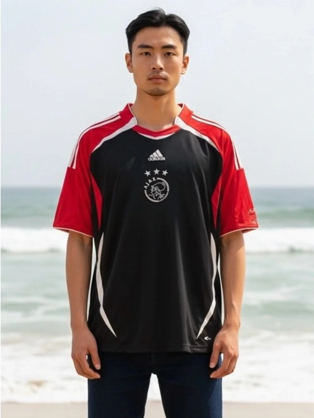NWT Adidas Men’s Ajax Red and Black  Soccer Jersey size large